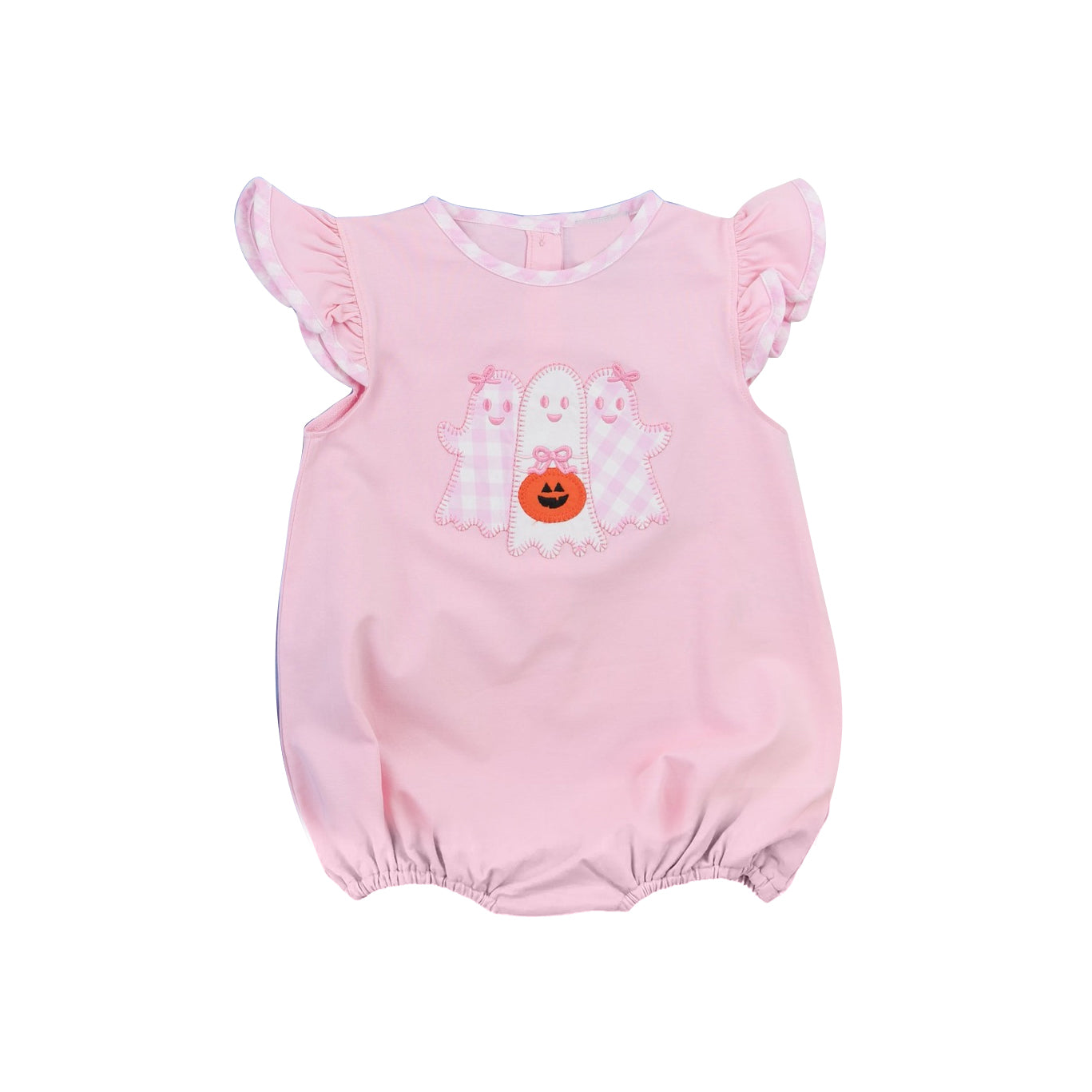 SR3196 Baby Girls Pink Ghost Pumpkins Halloween Ruffle Rompers D 919