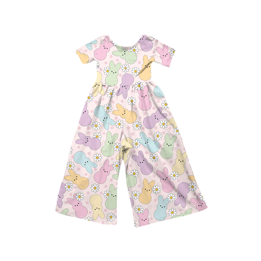 presale SR3230 Baby Girls Colorful Rabbits Flowers Easter Pant Jumpsuits D 923
