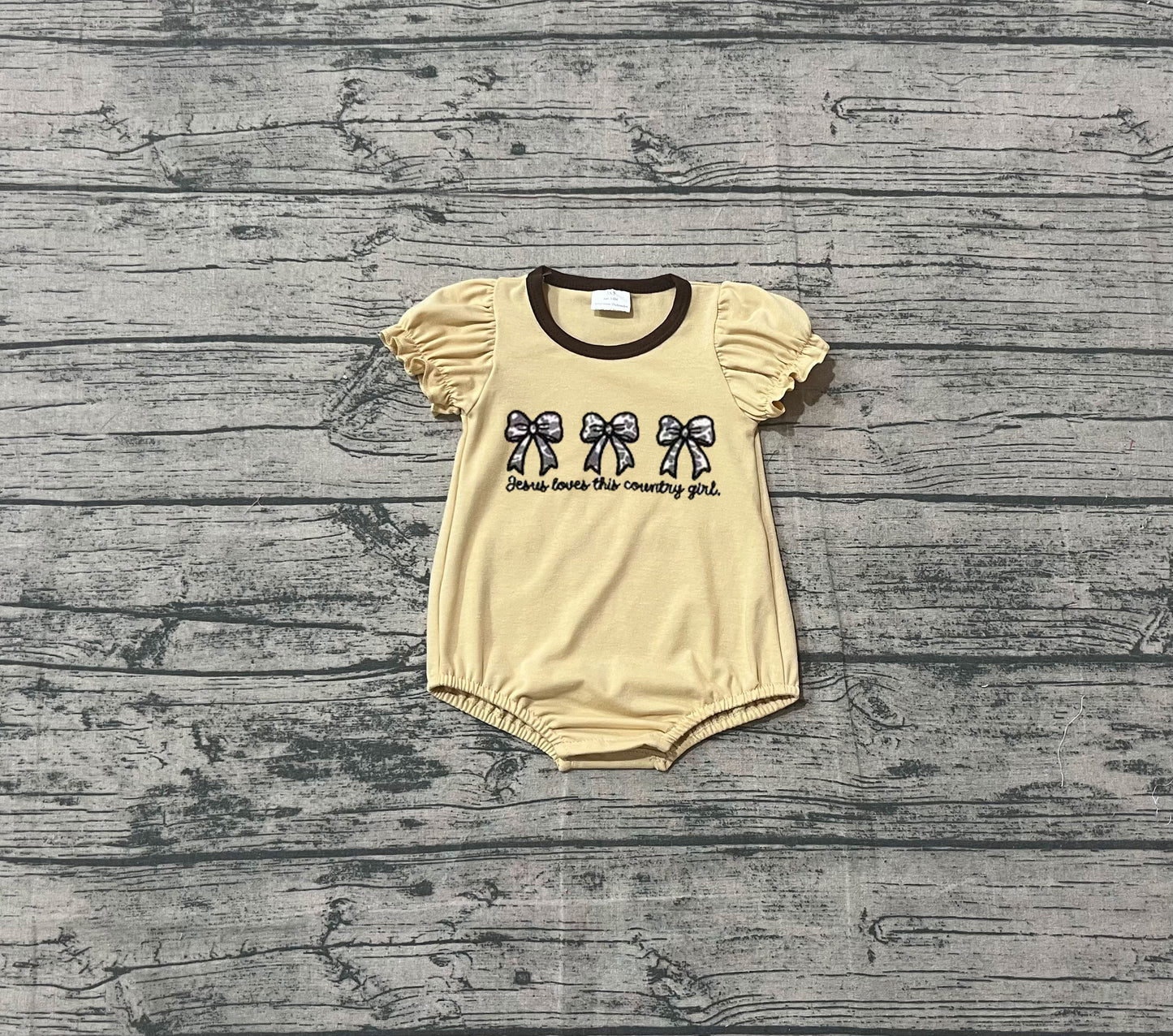 presale SR3281 Embroidery Jesus Love Me Camo Bows Baby Girls Ruffle Sleeve Hunting Rompers D 1001
