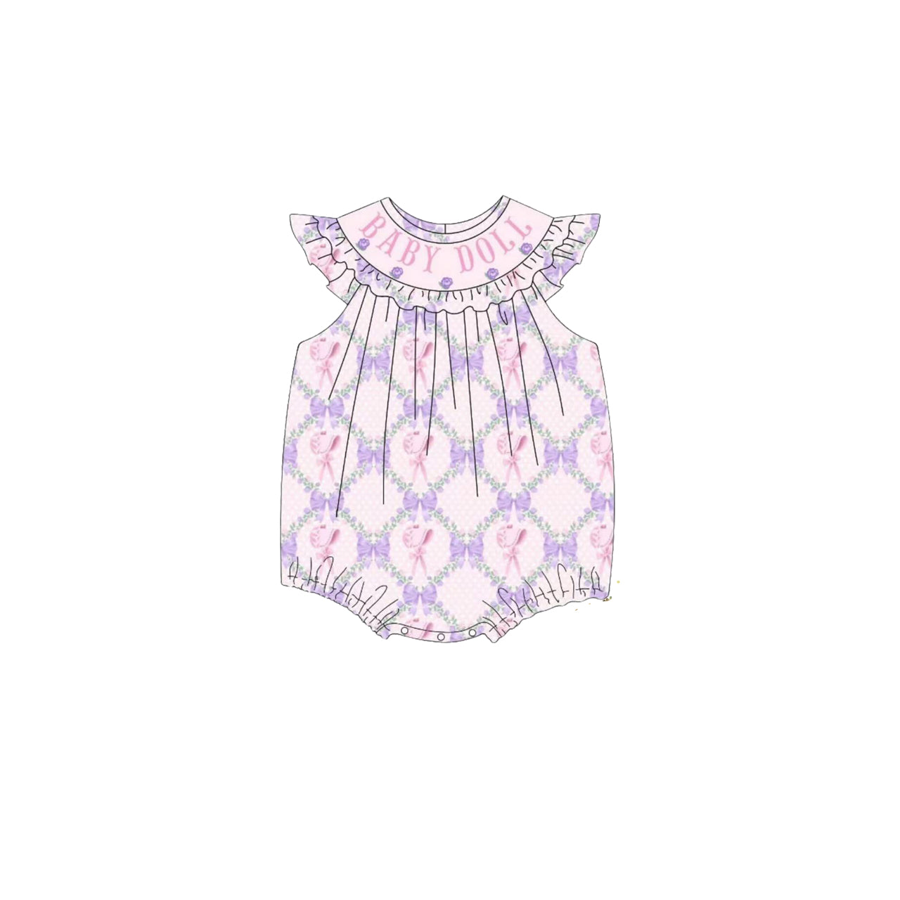 presale SR3292 Baby Girls Baby Doll Bows Flowers Checked Ruffle Rompers D 1008