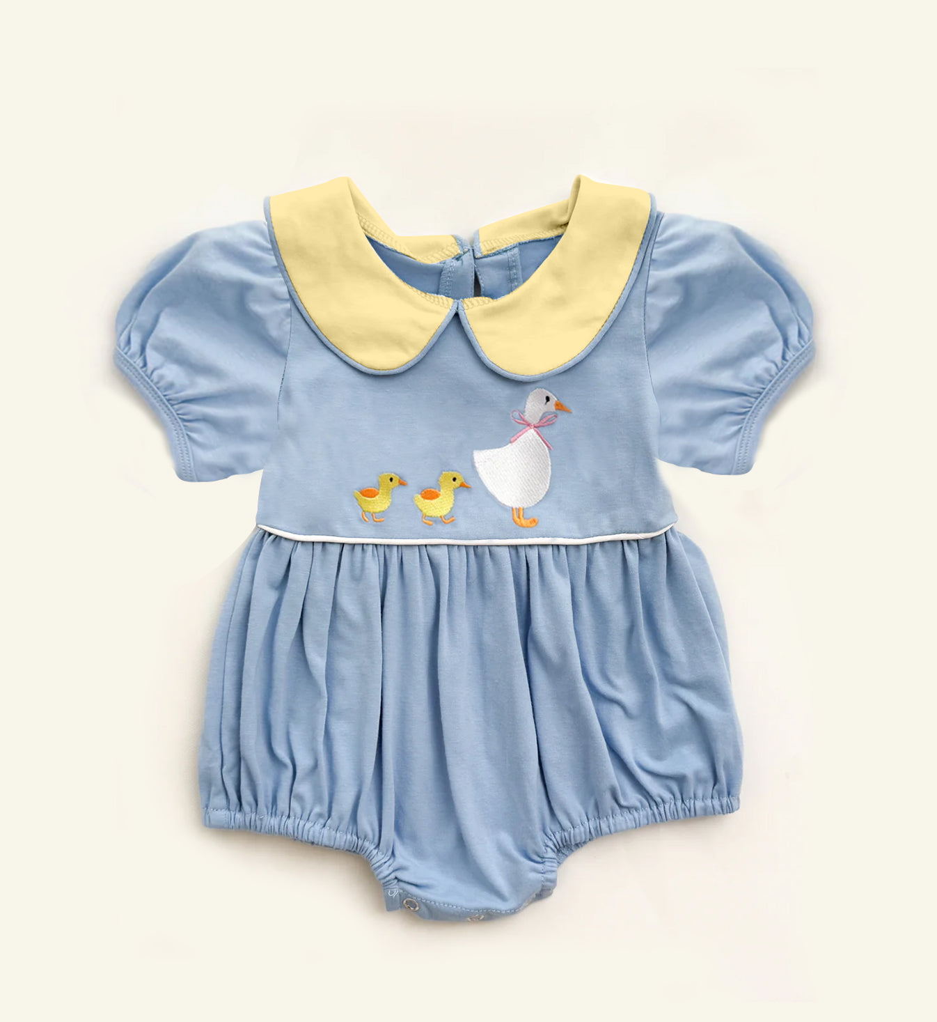 presale SR3298 Baby Girls Short Sleeve Ducks Goose Collar Ruffle Rompers D 1008