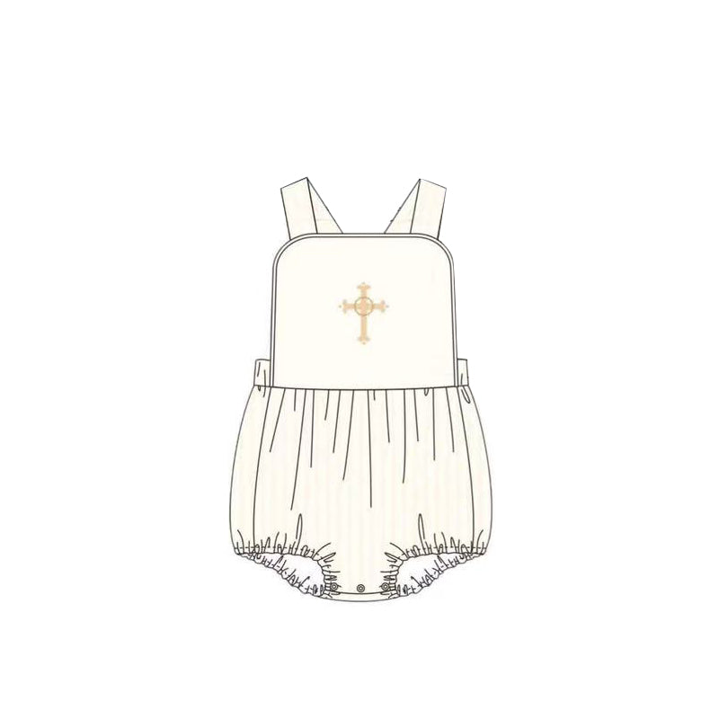 presale SR3307 Baby Boys Strap Cross Easter Rompers D 1011