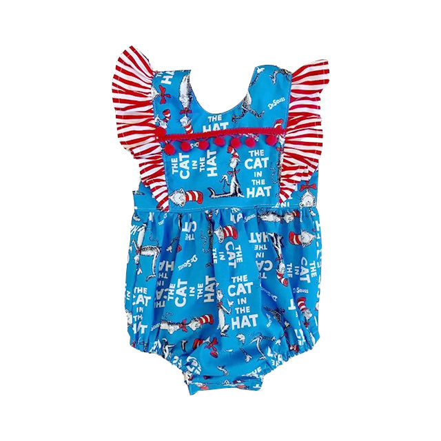 presale SR3310 Baby Girls Flutter Sleeve Mt Reading Ruffle Rompers D 1016