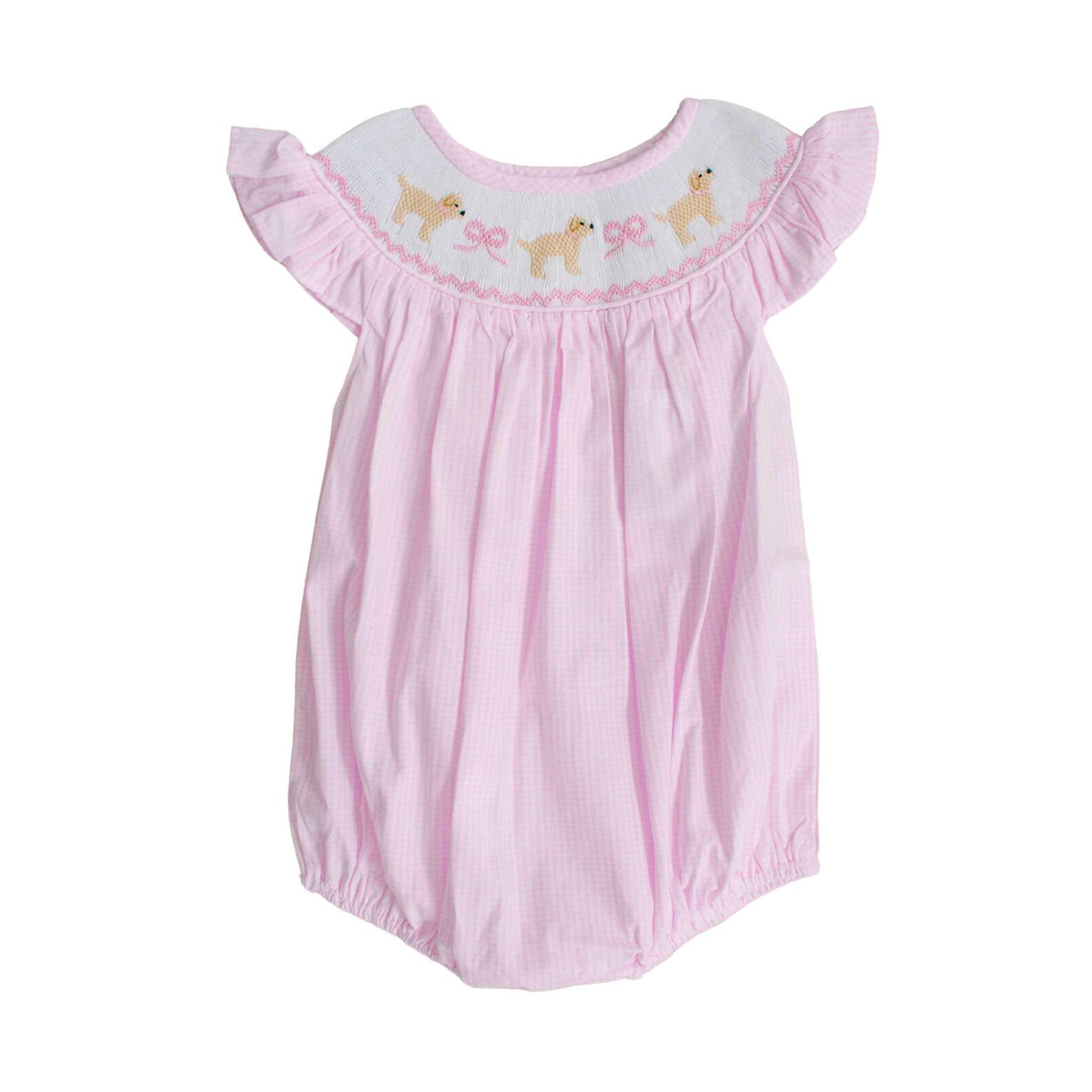 presale SR3316 Baby Girls Flutter Sleeve Dogs Bows Valentine Ruffle Rompers D 1017