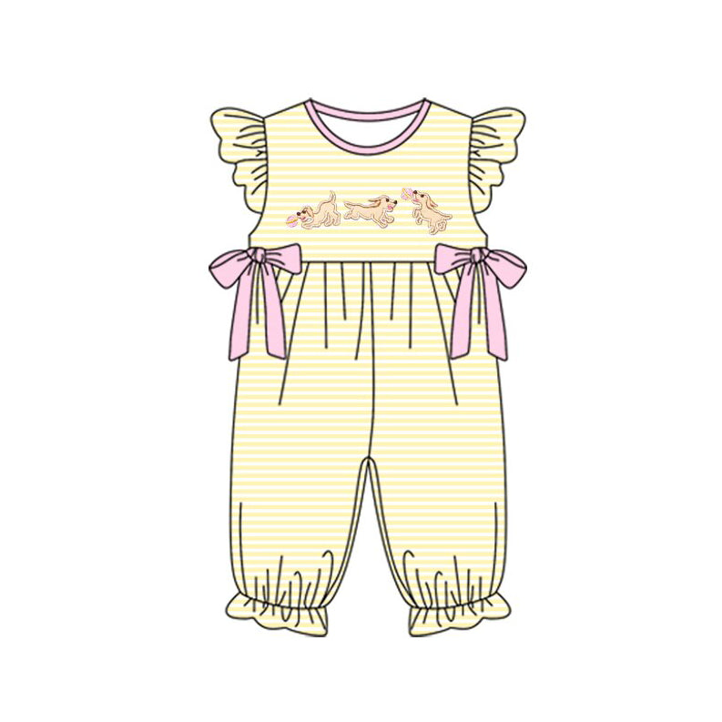 presale SR3374 Baby Girls Colorful Stripe Daisy Flowers Footie Rompers D 1029