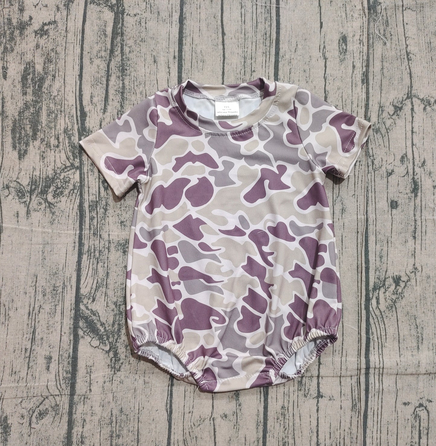 SR3448 Baby Boys Dark Grey Camo Short Sleeve Southern Rompers D 1202