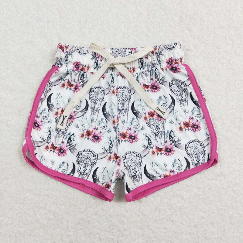 SS0122 Alpine cow head rose red edge white shorts