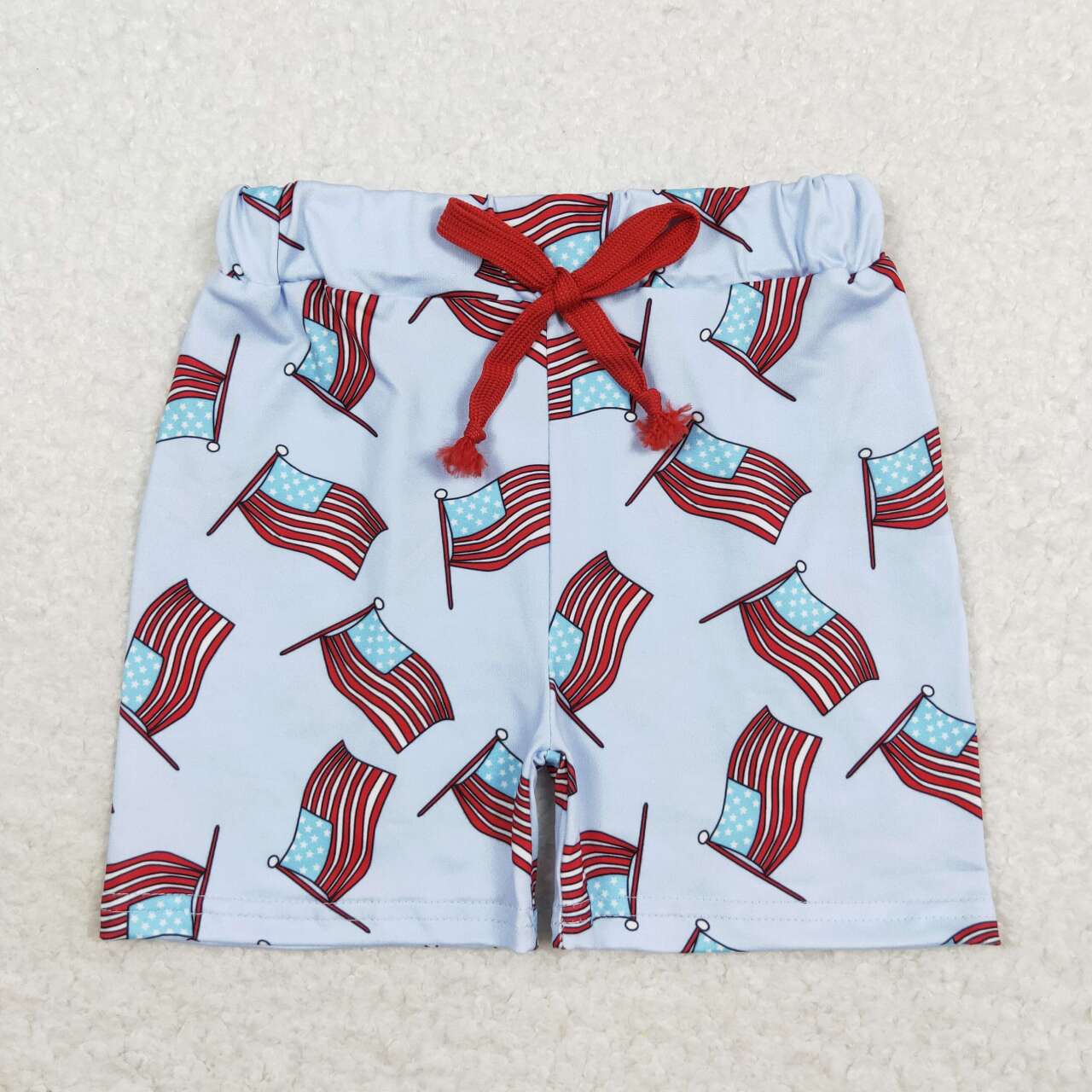 SS0174 Flag pattern white shorts