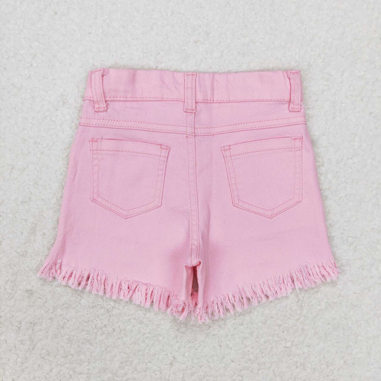 SS0230 Pink Sequin Denim Shorts