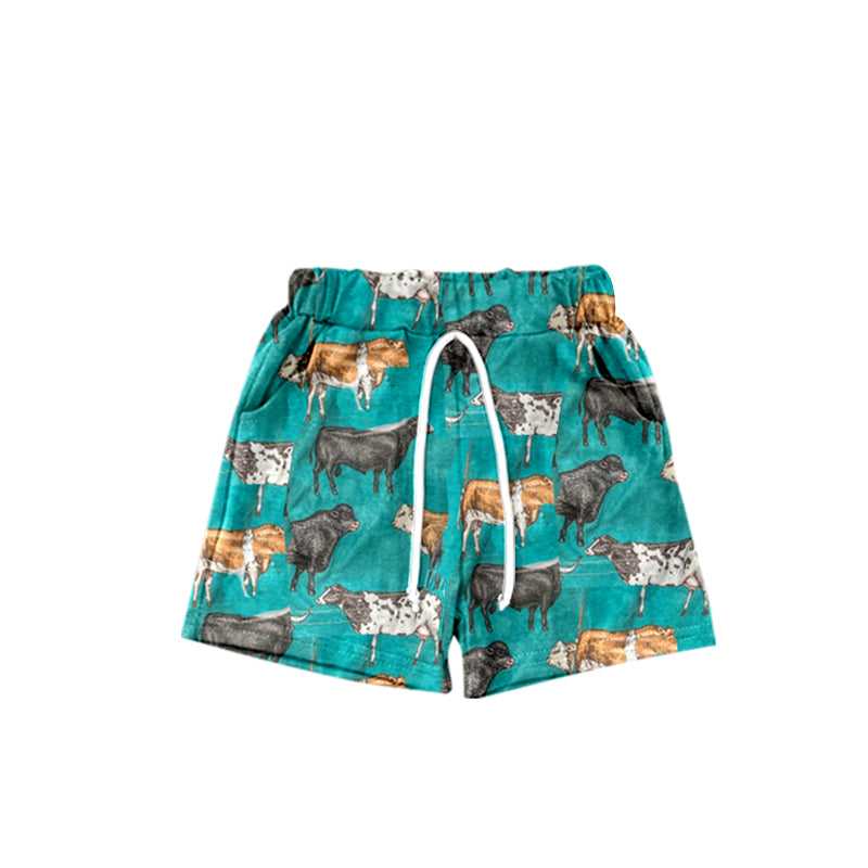 presale SS0307 Cow teal shorts