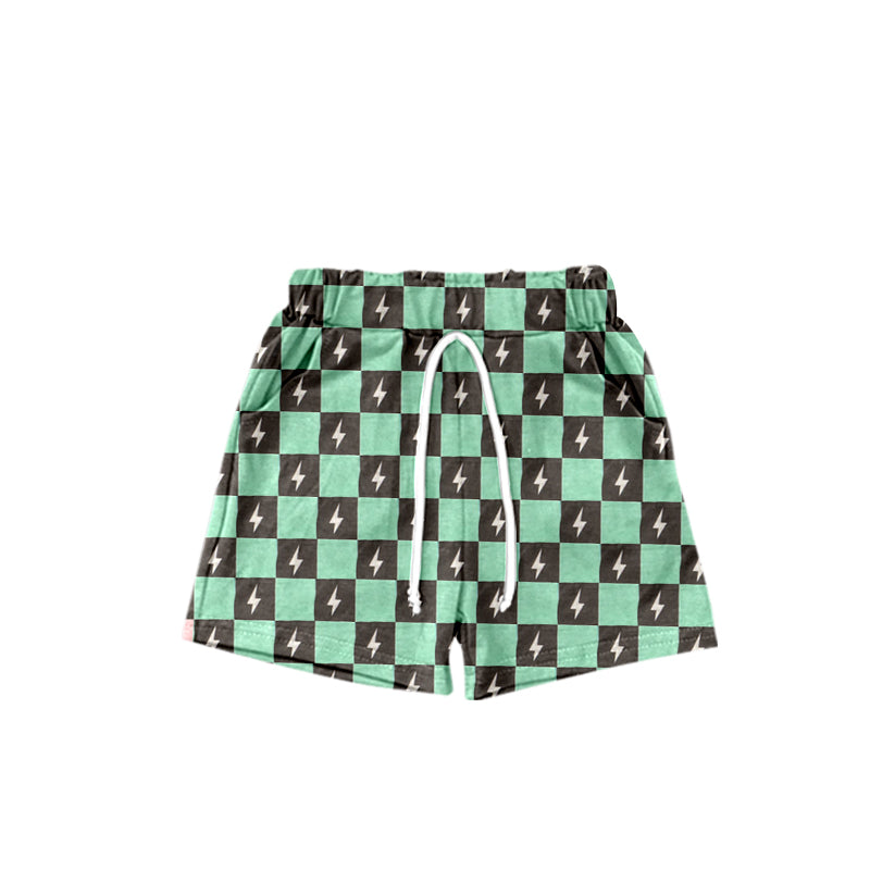 presale SS0308 Lightning plaid green shorts