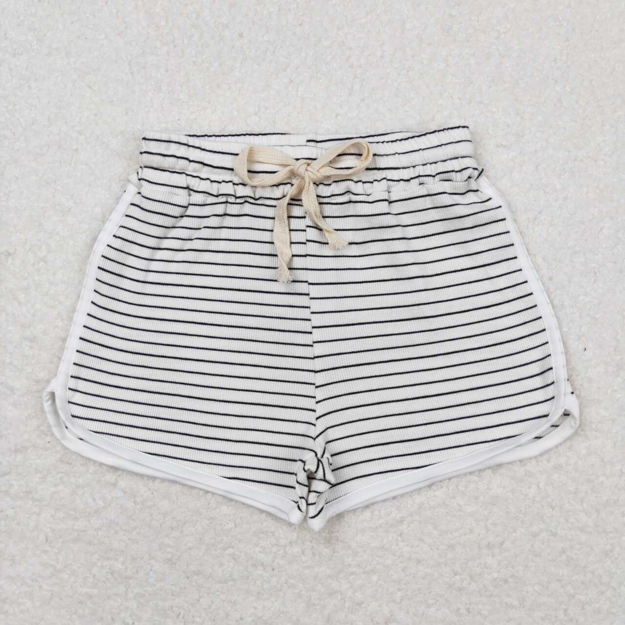 SS0340 Black pinstripe white shorts