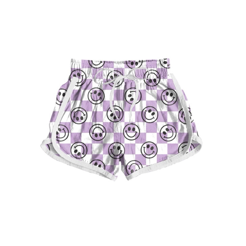 presale SS0404 Adult Female Smiley Purple Plaid Shorts
