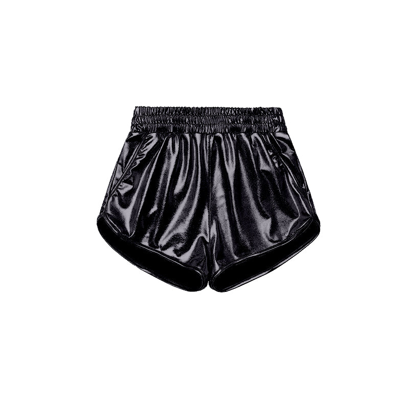 SS0413 Shiny black leather shorts D 3.27