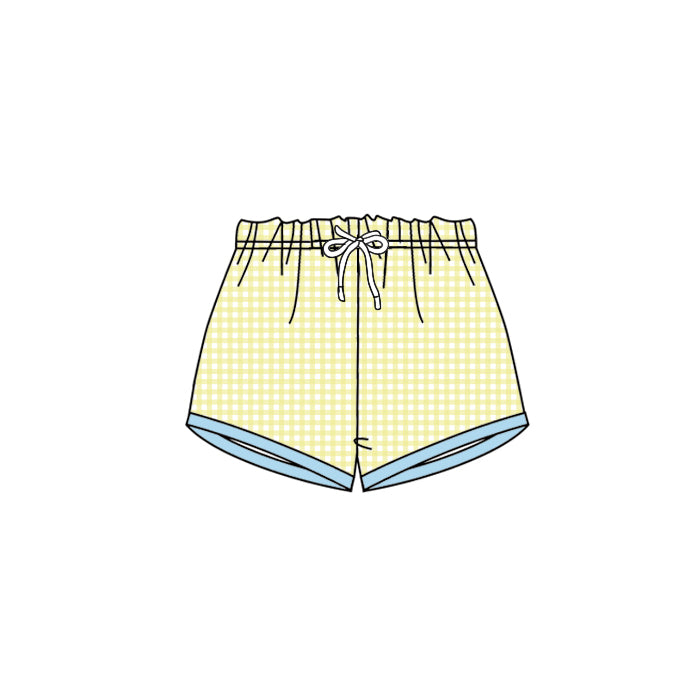 presale SS0458 Baby Girls Yellow Checkered Shorts Bottoms 2025 2.17