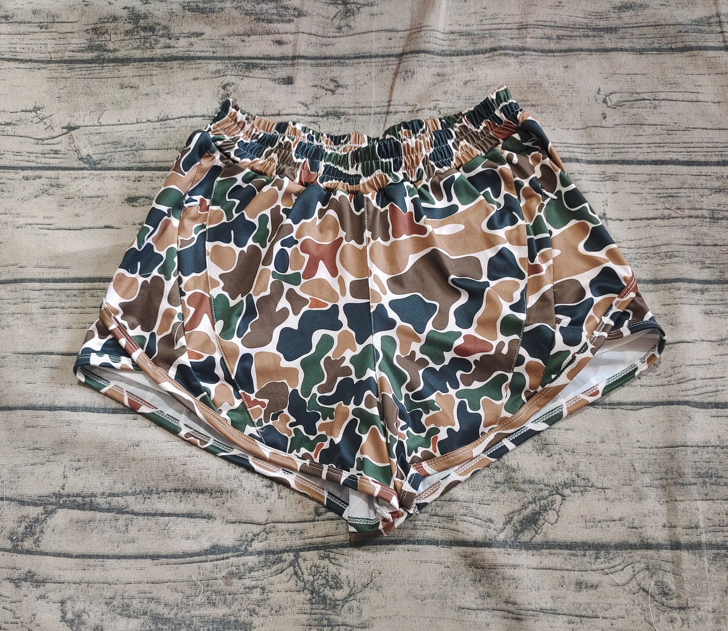 SS0469 Adult Women Dark Brown Camo Yoga Summer Shorts D 4.11
