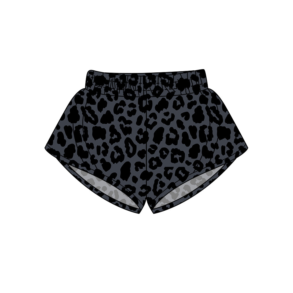presale SS0483 Adult women black leopard print grey yoga shorts D 3.11