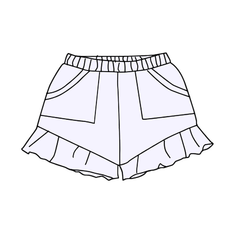 presale SS0559 Baby Girls White Pockets Summer Cotton Ruffle Short Bottoms D 3.28