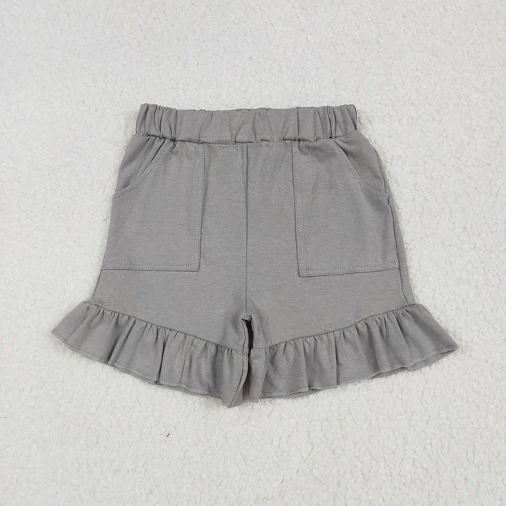 Sibling Baby Girls Lavender Grey Pockets Summer Cotton Ruffle Short Bottoms D 7.7