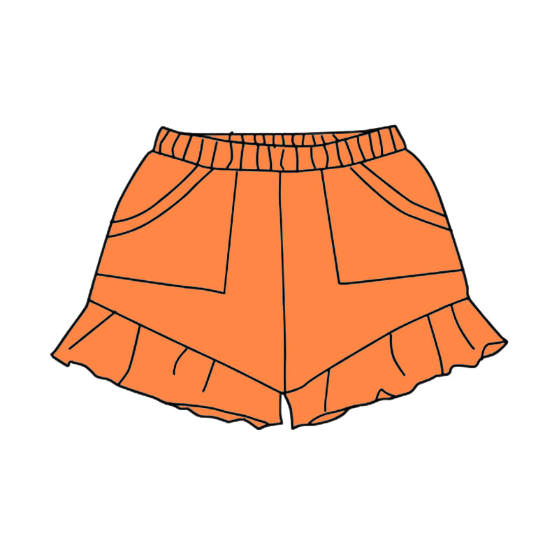 presale SS0564 Baby Girls Orange Pockets Summer Cotton Ruffle Short Bottoms D 3.28