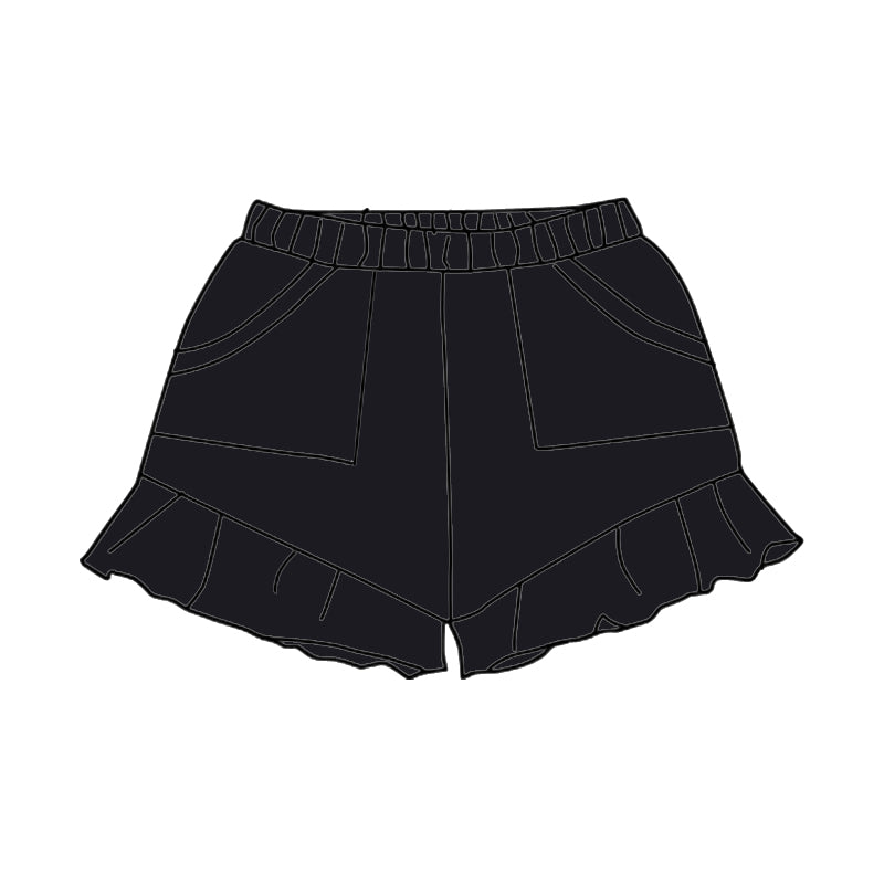 presale SS0566 Baby Girls Black Pockets Summer Cotton Ruffle Short Bottoms D 3.28