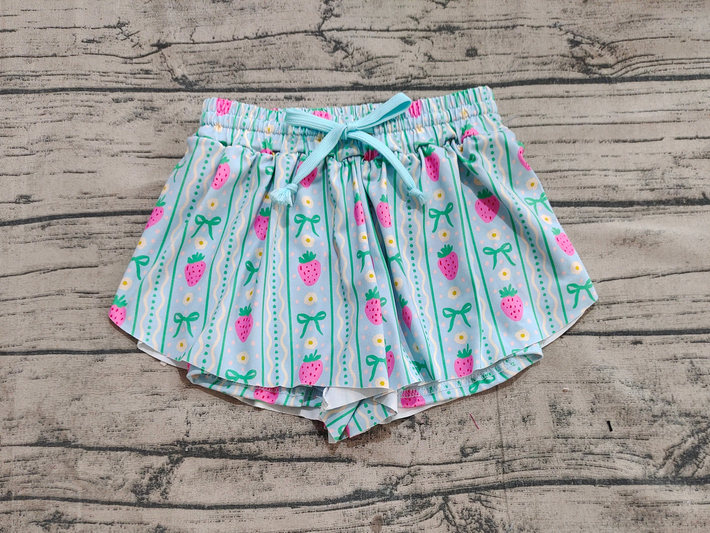 SS0580 Baby Girls Strawberry Green Bows Summer Shorts Bottoms D 5.22