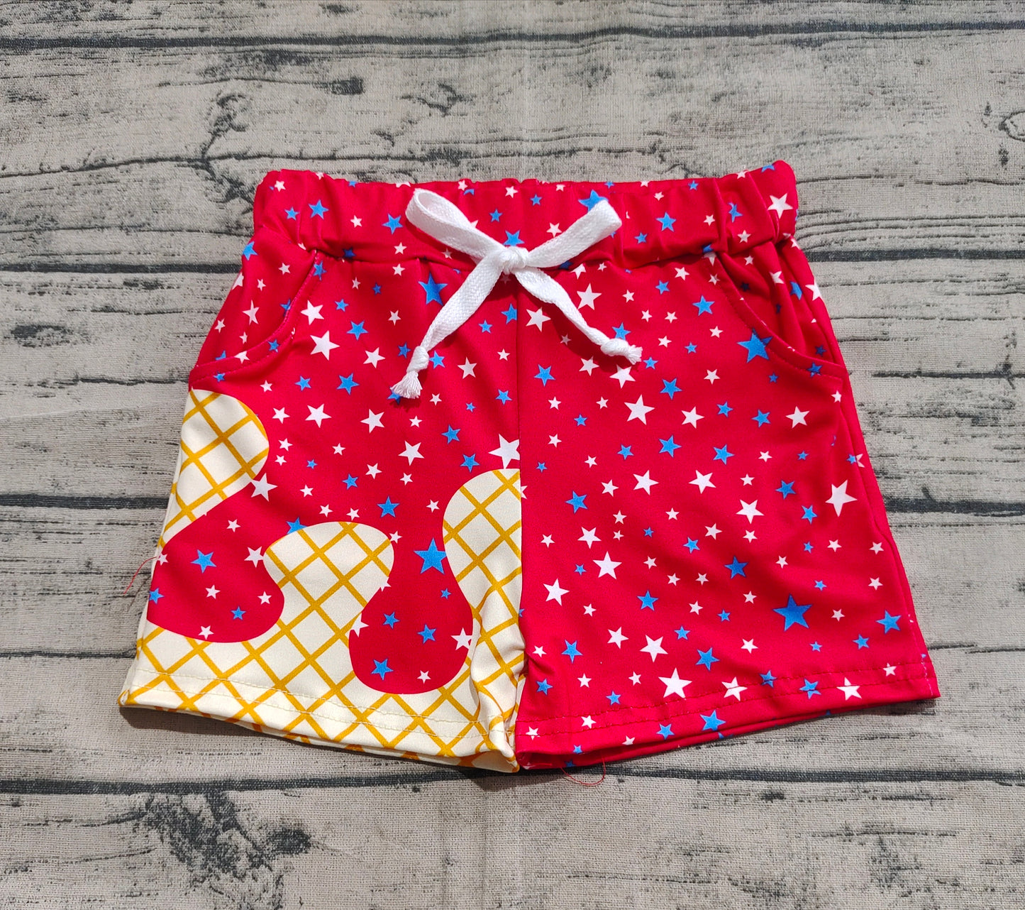 SS0612 Baby Boys Red Drip Stars Pockets Team Shorts Bottom D 5.24