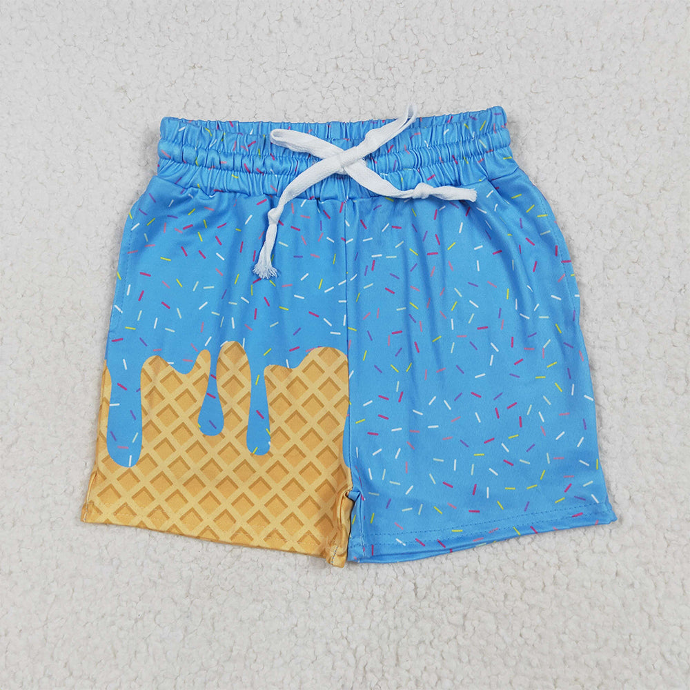 SS0619 Baby Girls Blue Ice Cream Drip Summer Shorts Bottoms D 816