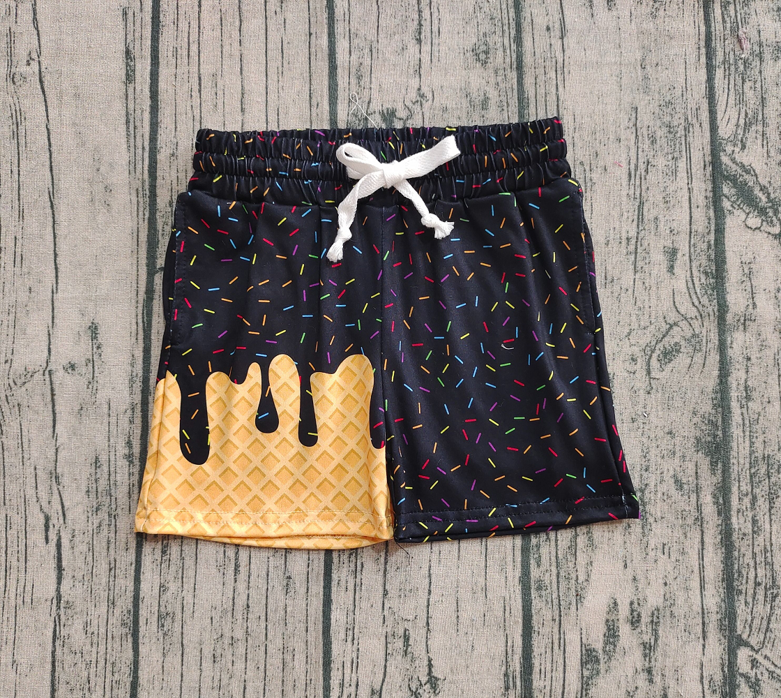 SS0624 Baby Girls Black Ice Cream Drip Summer Shorts Bottoms D 816