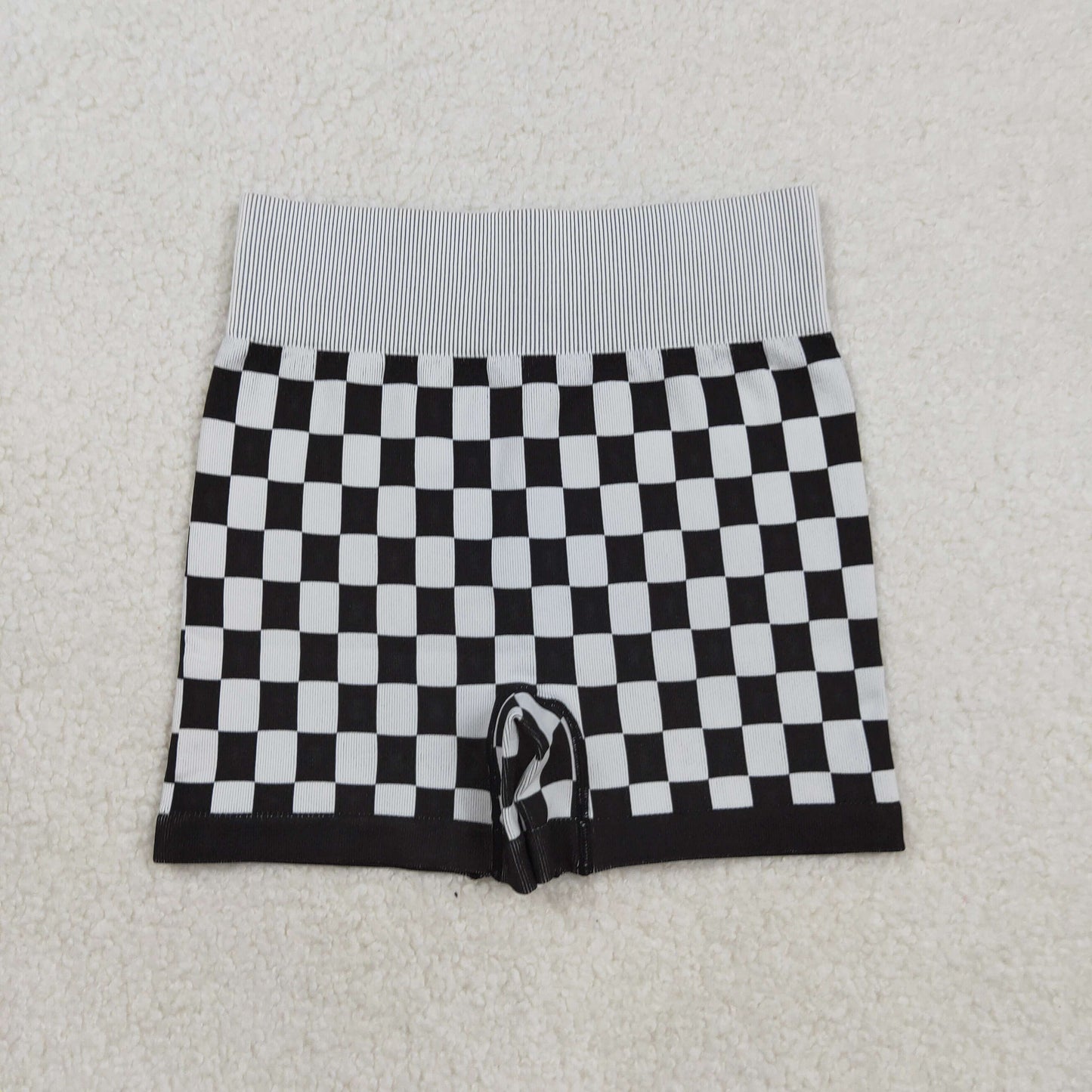 SS0644 Adult Women Black Checkered Knitted Yoga Bottoms D 903