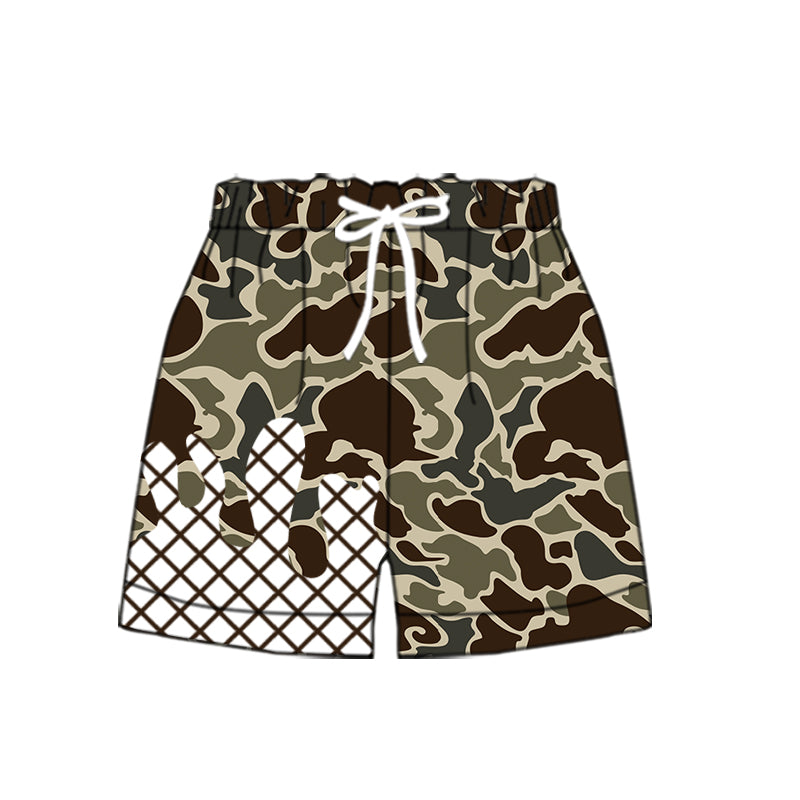 presale SS0650 Baby Boys Dark Brown Camo Drip Team Shorts Bottom D 917