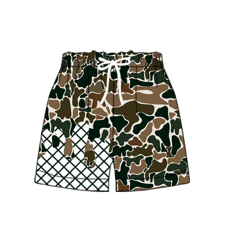 SS0651 Baby Boys Dark Green Camo Drip Team Shorts Bottom D 1027