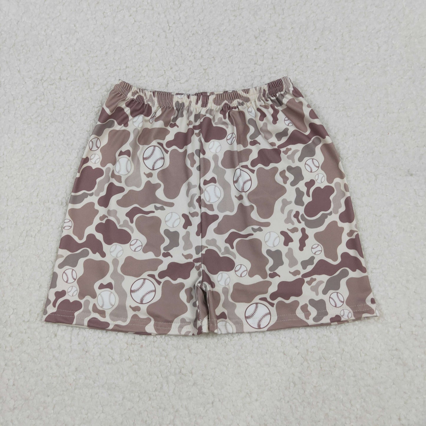 SS0654 Baby Boys Khaki Camo Baseballs Team Pockets Shorts Bottom D 1023