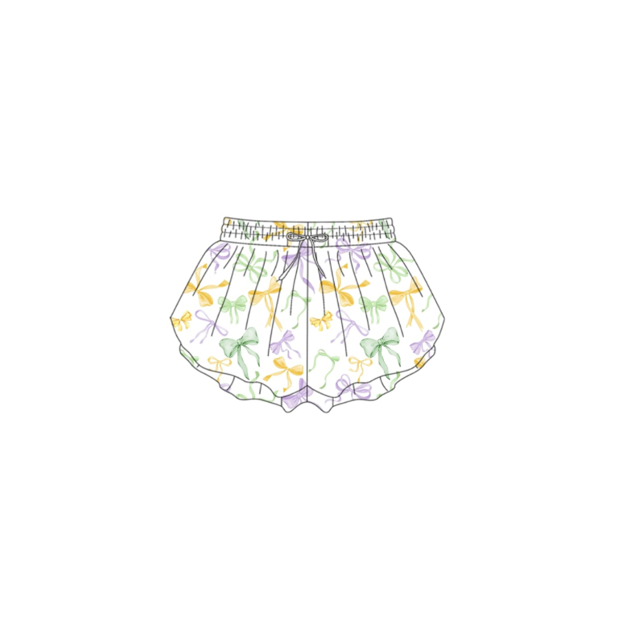 presale SS0682 Baby Girls Mardigras Bows Plaid Yoga Shorts Bottoms D 1013