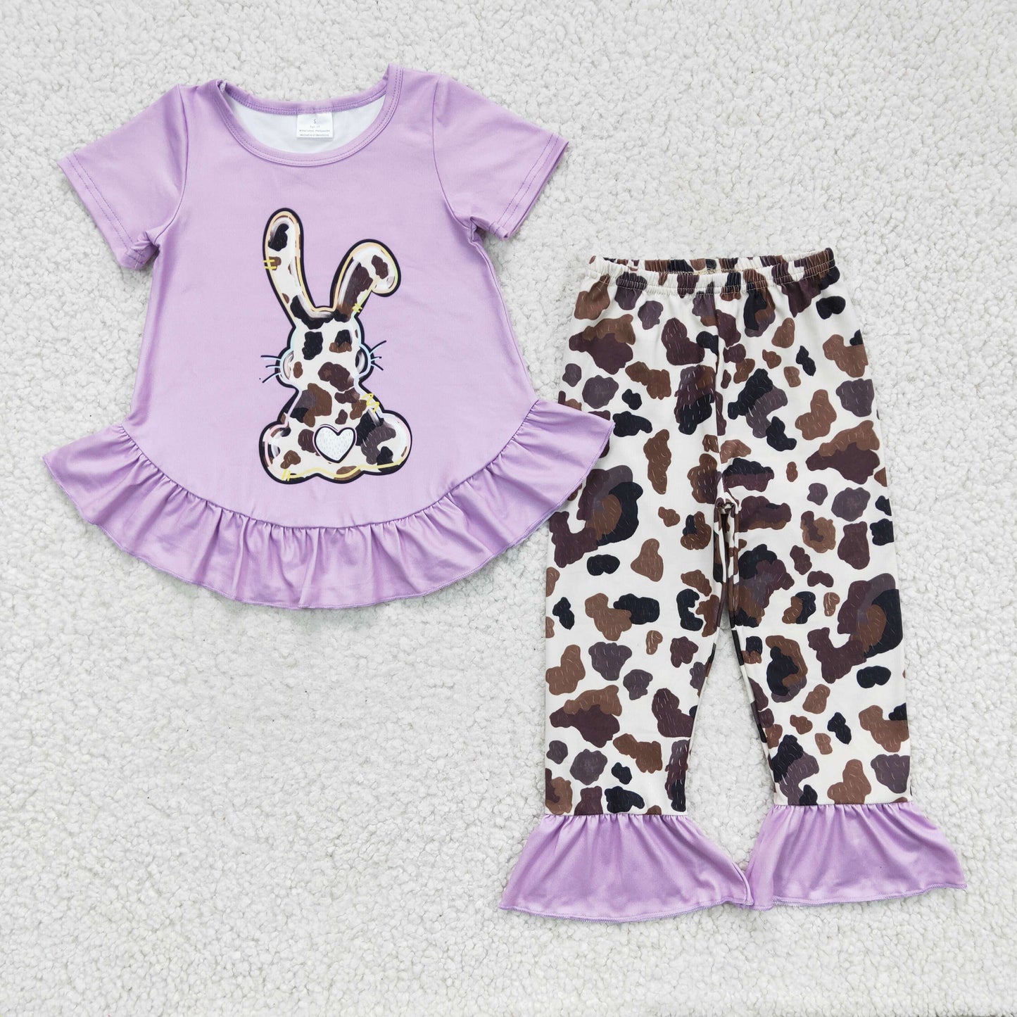 girl easter purple cow rabbit clothes set