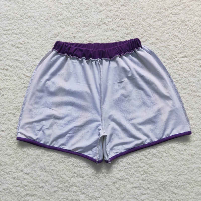 SS0118 Adult Purple Gold White Striped Sequin Shorts