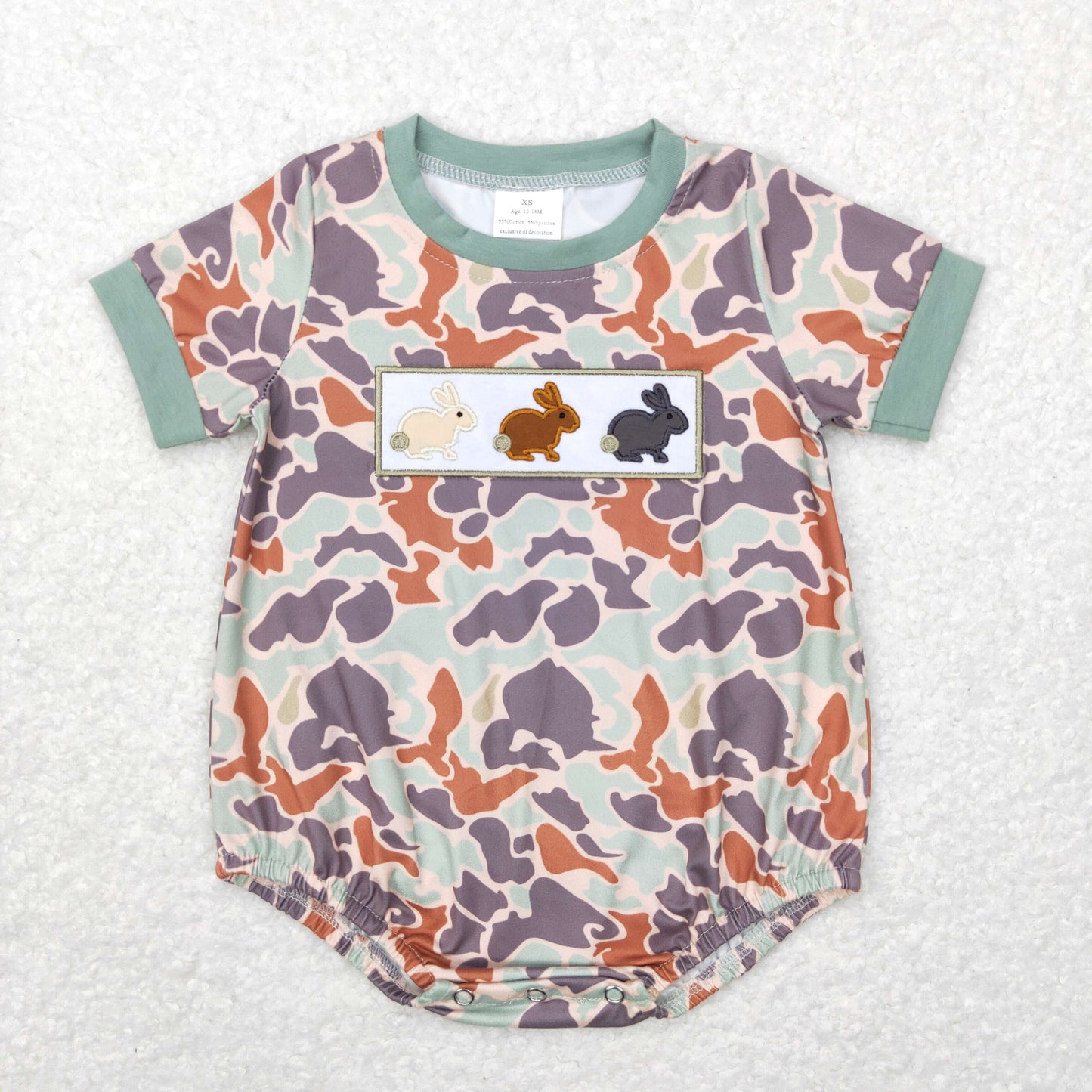 infant boy easter camo bunny embroidery bodysuit