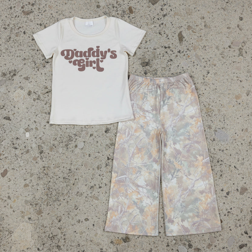 daddy's girl tee camo pants set (top color is off-white)