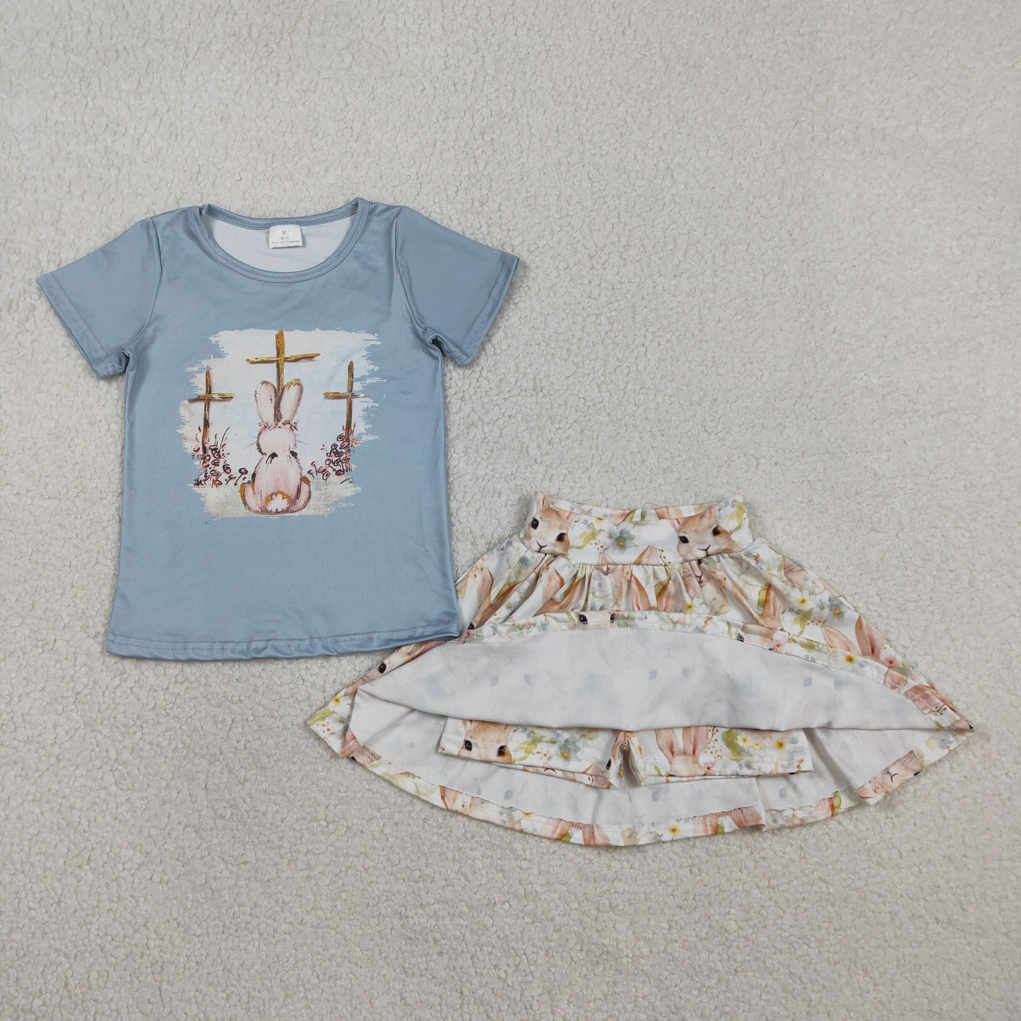 easter cross rabbit print skort set