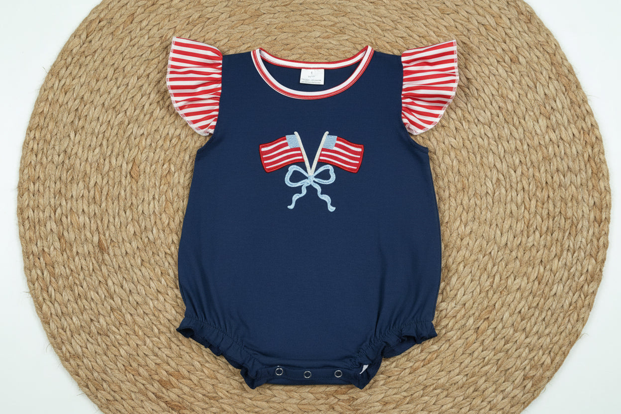 SR3903 USA flag embroidery girl romper baby clothes