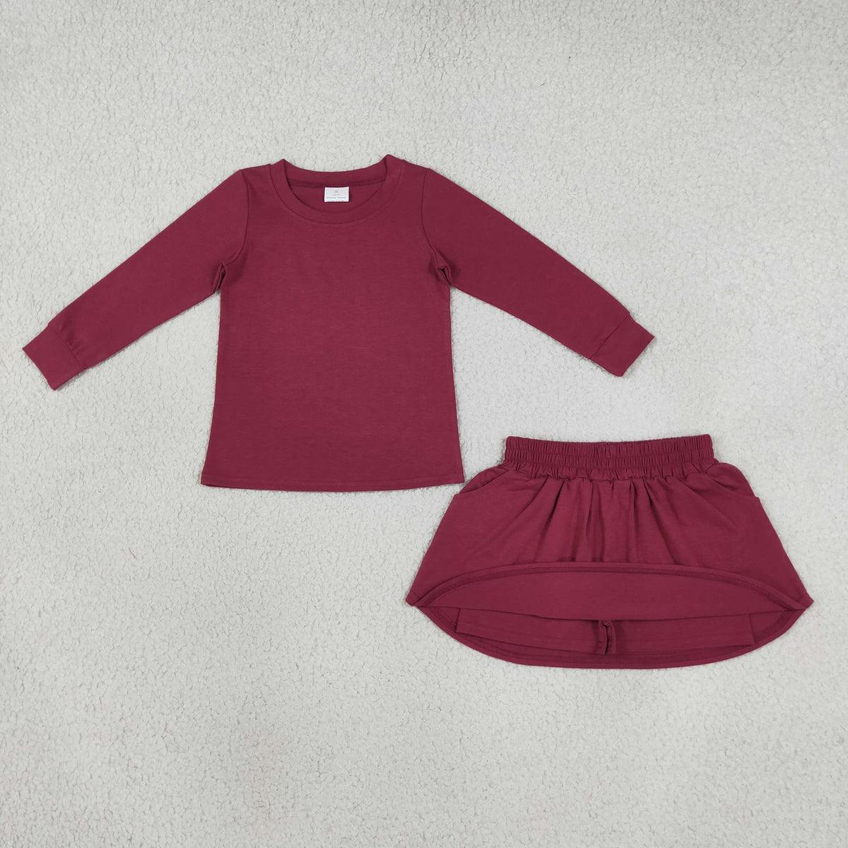 solid cotton maroon skort set girls clothing