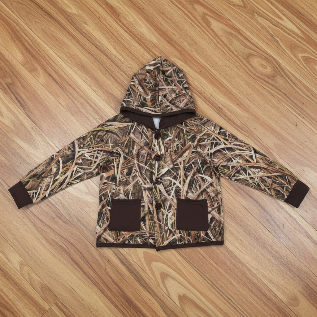 camouflage button down coat
