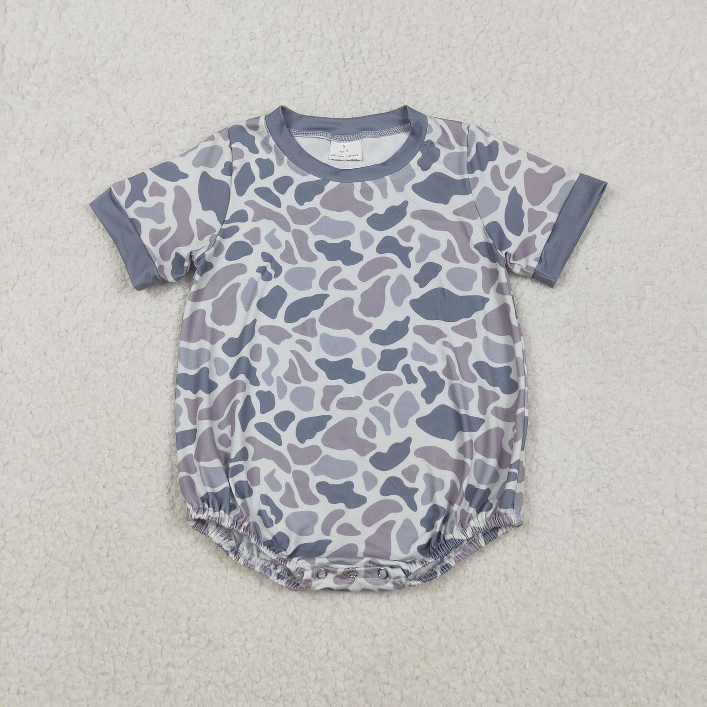 SR3243 Baby Boys Short Sleeve Western Grey Camo Rompers D 1030
