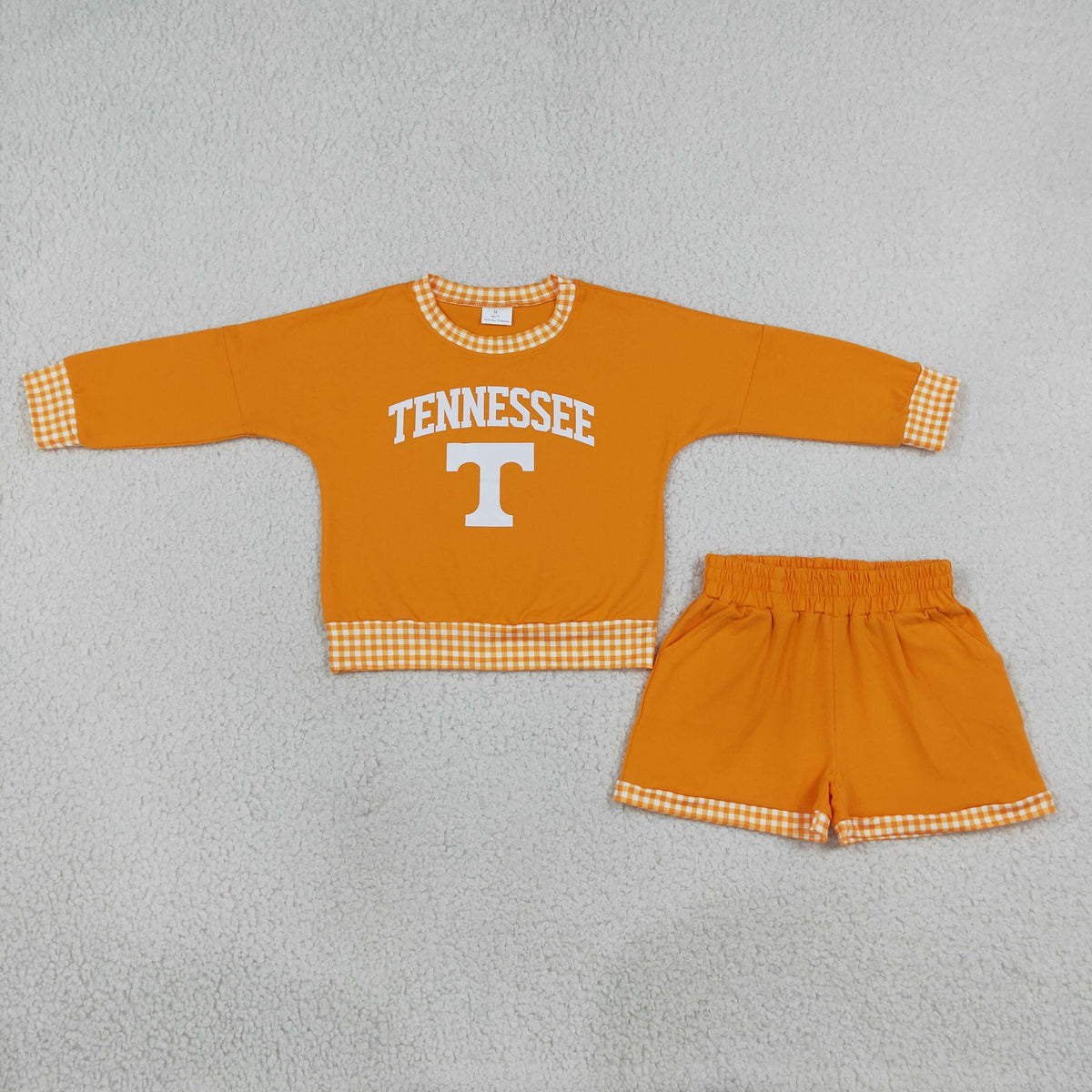 digital print orange football team Tennessee long sleeve shorts set