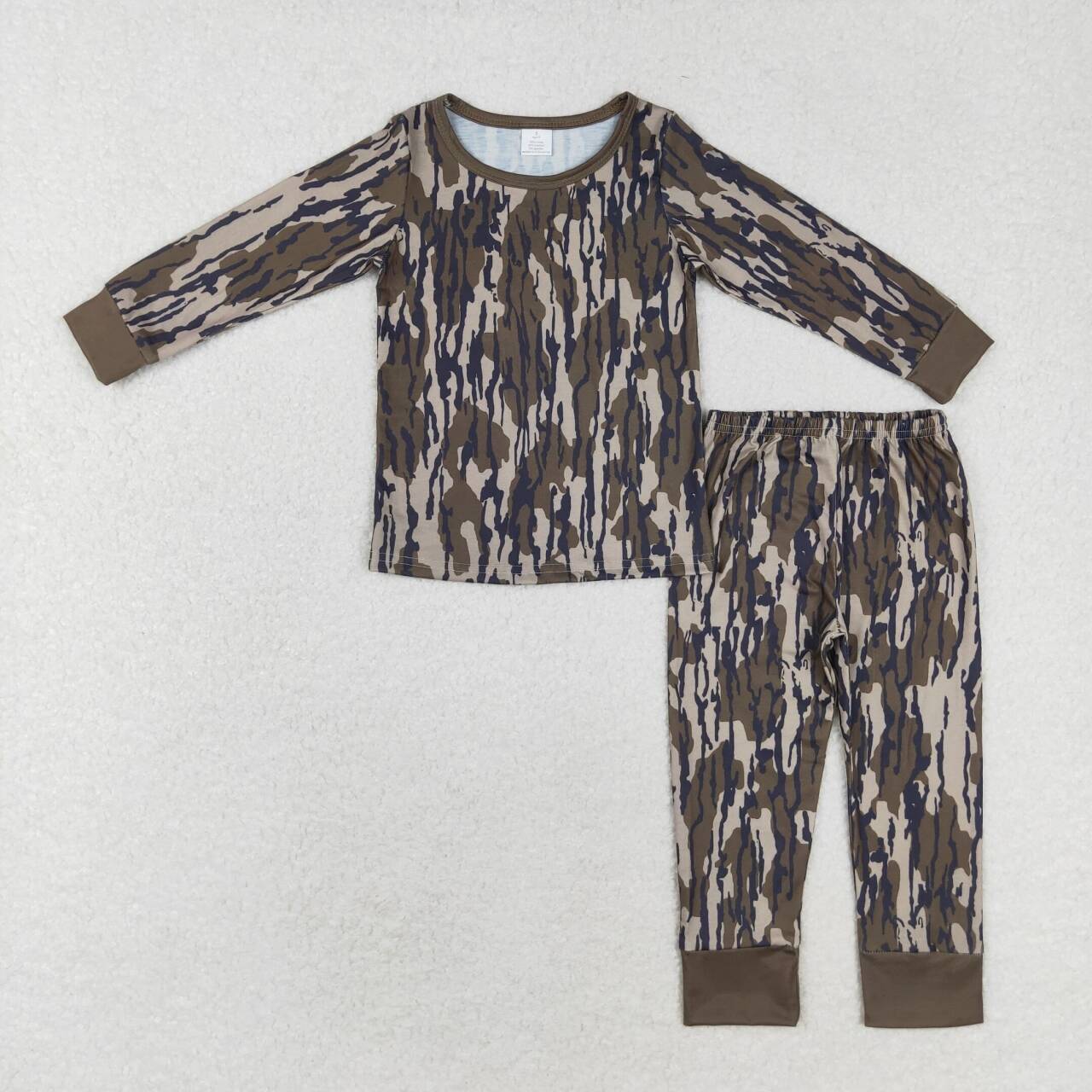 BLP0707 Bamboo Army Green Camouflage Round Neck Long Sleeve Long Pants Pajama Set 2024 7.17