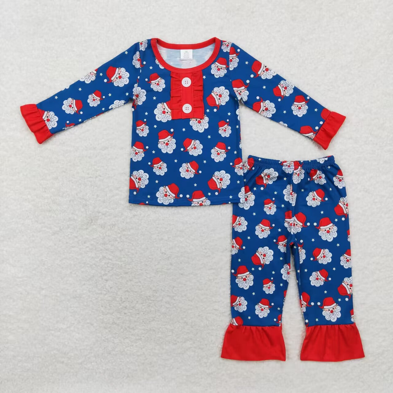 GLP1324 Bamboo Navy blue Santa Claus lace long-sleeved trousers pajama set