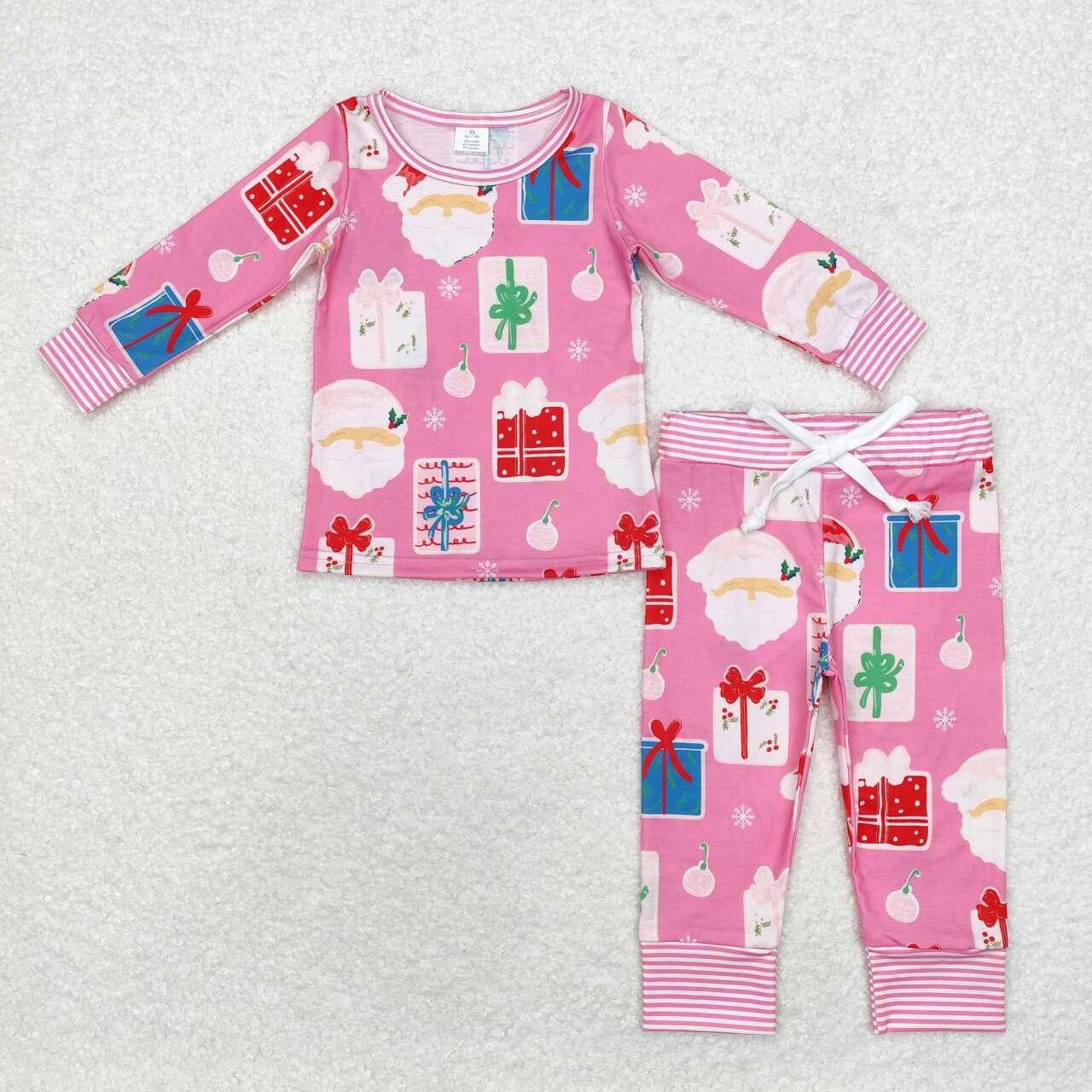 GLP1581 Santa Claus Gift Pink Long Sleeve Long Pants Pajama Set