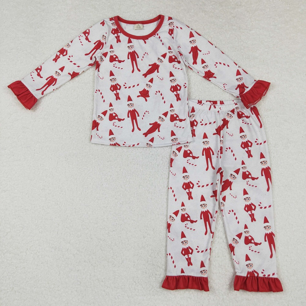 GLP1866 Bamboo Christmas Cane Lace Red Long Sleeve Long Pants Pajama Set
