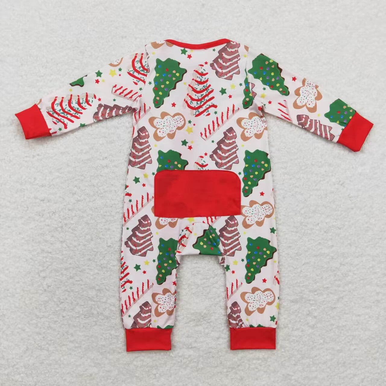 LR1150 Bamboo Christmas Tree Cookie Gingerbread Man Zip-Up Long Sleeve Bodysuit