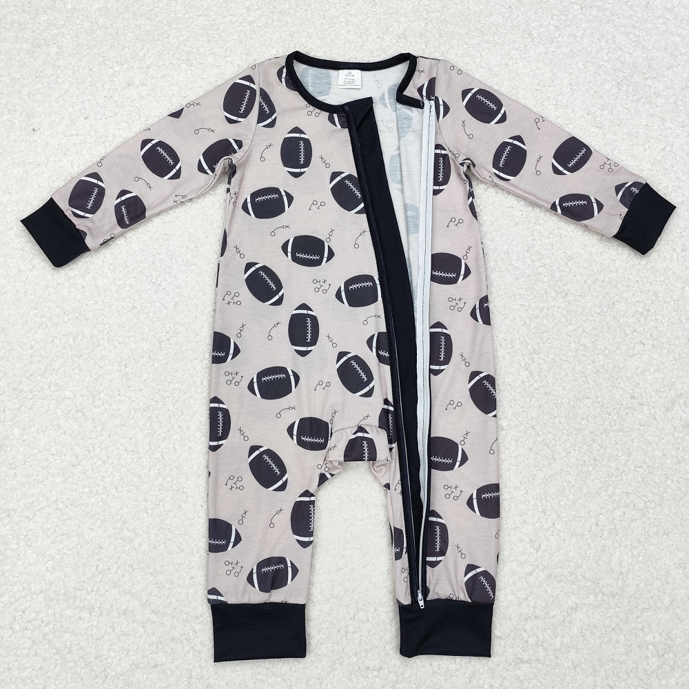 LR1435 Rugby Graphic Zip-Up Long Sleeve Bodysuit